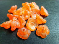Frosted Orange Indian Glass Flowers,12mm - Pack of 10.