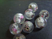 Clear Lampwork Rounds with Silverfoil Center,12mm - Pack of 5..