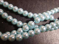 BABY BLUE GLASS PEARLS, 6mm - PER STRING ( +/- 70 per string)