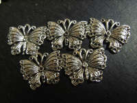 Large Nickel Butterfly Charms - Pack of 5.
