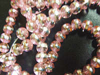 Pink Glass Rounds With Silver Stripe , 8mm - Pack of 20.