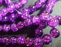 Purple Crackle Glass Rounds, 8mm - Pack of 20.