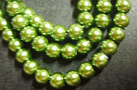 Khaki Green Glass Pearls, 6mm - Pack of 50.