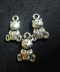 Nickle Teddy Charms- Pack of 10.
