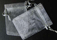 Silver Grey Organza Bags, 10cm X 10cm - Sold Individually.