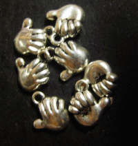 Silver Hand Charms, 13mm - Pack of 5.