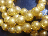 Golden Sunset Crackle Glass Rounds  , 12mm - Pack of 10.
