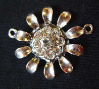 Silver Metal Connector with Clear Rhinestone Inlay , 33mm -  Sold Individually.