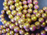 LIMITED OFFER ! Pink Golden Marble Glass Rounds, 8mm - Pack of 20.