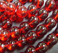 LIMITED OFFER ! Red Clear Glass Rounds, 14mm - Pack of 10.