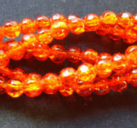 Bright Orange Facet Crackle, 6mm - Pack of 20.