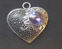 ON SPECIAL : Pendant Heart With Lilac Rhinestone, 35mm - Sold Individually..