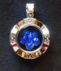 NEW!!! Silver Metal Pendant with Blue Rhinestone Rotating Inner , 17mm - Sold Individually..