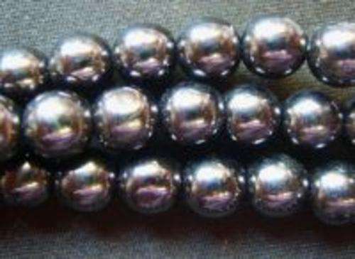 REDUCED! Black Czech Glass Rounds, 8mm - Pack of 5.