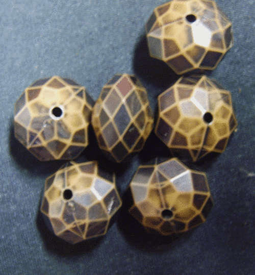 Acrylic Black/Brown Facet Rondelle, 16mm x 11mm - Pack of 5.