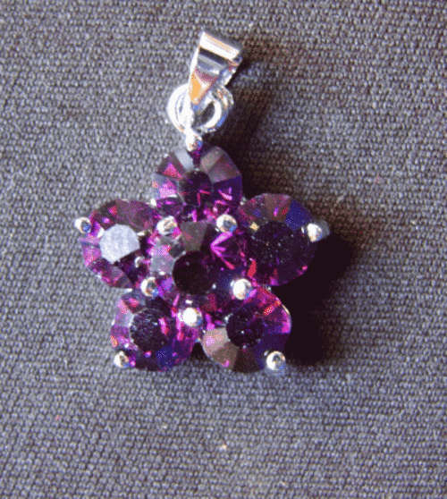 Pendant Purple Rhinestone with Silvertone Setting, 20mm x 17mm - Sold Individually.