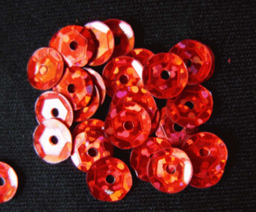 Red Facet Disc Sequins, 7mm - Pack of 100.
