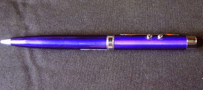 Metallic Purple Ballpoint Pen with flash light and laser pointer.