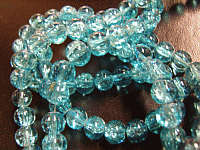 Blue Crackle Glass Rounds, 8mm - Per String (+/- 100).