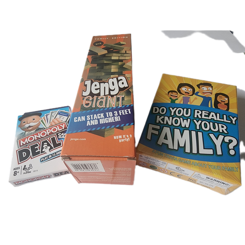 3 x Popular games  **Jenga Giant** Monopoly Deal** Do you really know your family**