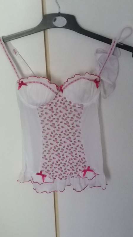 Pink and White Cherry Corset - Temptations Sml