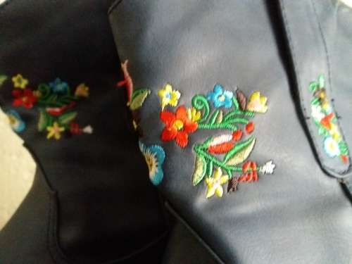Cowboy Boots Styled Blue Boots with Embroidery - Size 5