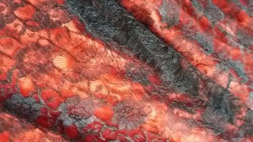 Red Gypsy wraparound free size skirt with black lace layer