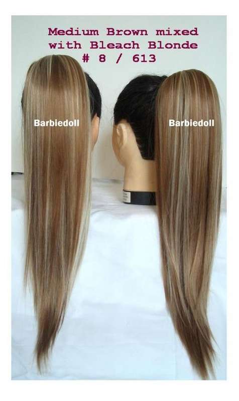 ** STRAIGHT***BLONDE & brown mix *** CLIP ON PONY TAIL HAIR EXTENSION* NOW HERE