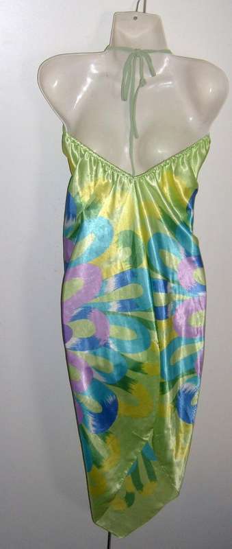 **TROPICAL HEAT**  BRIGHT SATIN SCARF DRESS SIZE 34
