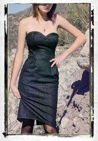**Hot 4 summer** Denim boob tube dress with silver studded detail LARGE