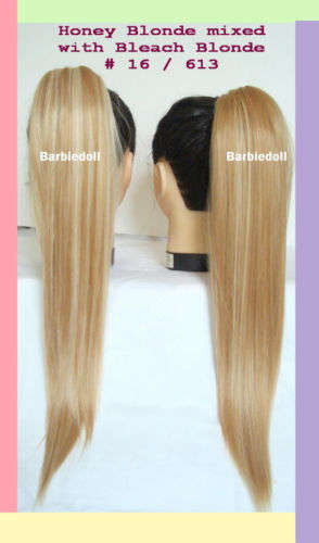 ** STRAIGHT***BLONDE  *** CLIP ON PONY TAIL HAIR EXTENSION* NOW HERE