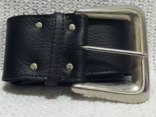 Wide black belt and silver buckle - Size 36