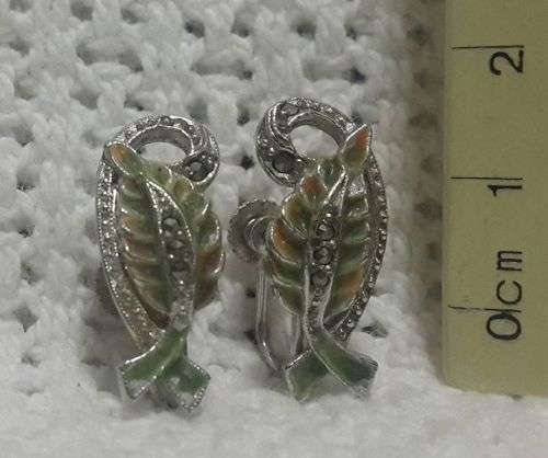 Enameled screw on earrings