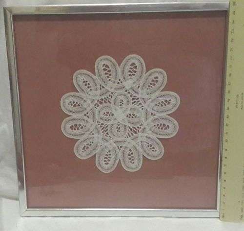 Framed handmade knotted lace