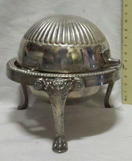 Roll top butter dish with glass bowl