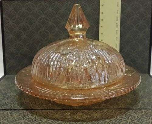 Gorgeous carnival glass butter dish