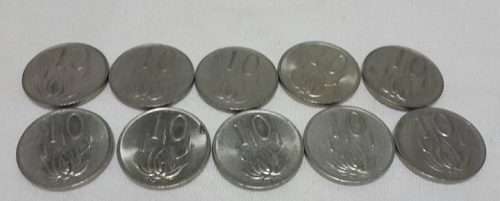 Collection of 10 cent coins
