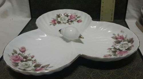 Beautiful vintage snack dish with rose detail