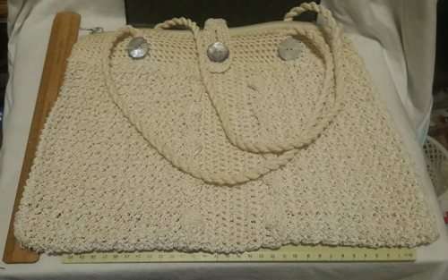 Vintage crocheted ladies handbag - lined