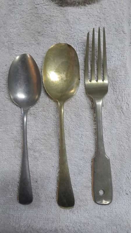 2 dessert spoons and fork