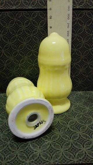 Retro yellow salt and pepper pots - made in Japan