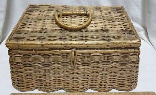 Wicker basket for sewing accessories