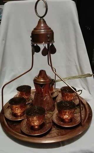 Copper Turkish coffee set - see pics