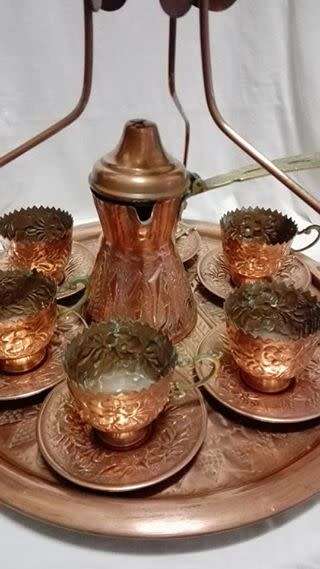 Copper Turkish coffee set - see pics