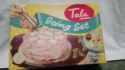 VINTAGE TALA ICING SET, IN ORIGINAL BOX,  INCLUDING INSTRUCTION LEAFLET also Piping bag