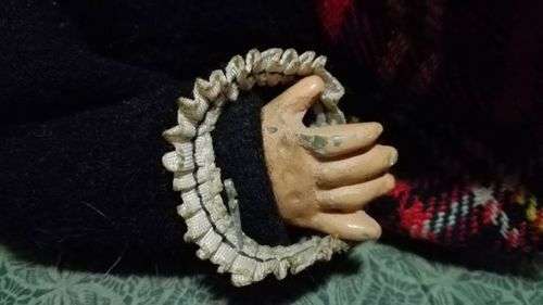 Vintage Doll - hard plastic? Limbs held together with wire. Bum needs attention. -Look!