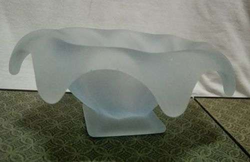 Vintage sea-blue frosted glass bowl