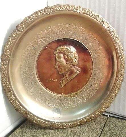 Wall plate Brass head of Mozart