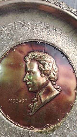 Wall plate Brass head of Mozart