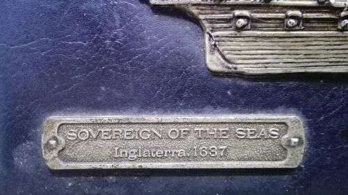 HMS-Sovereign-of-the-Seas-1637-Vinyl-Mounted-Metal-Plaque-of-English-Navy-Ship